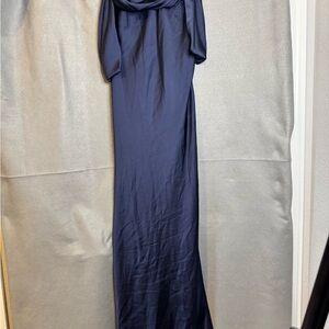 Fame and Partners Blue Cowl Neck Maxi Gown